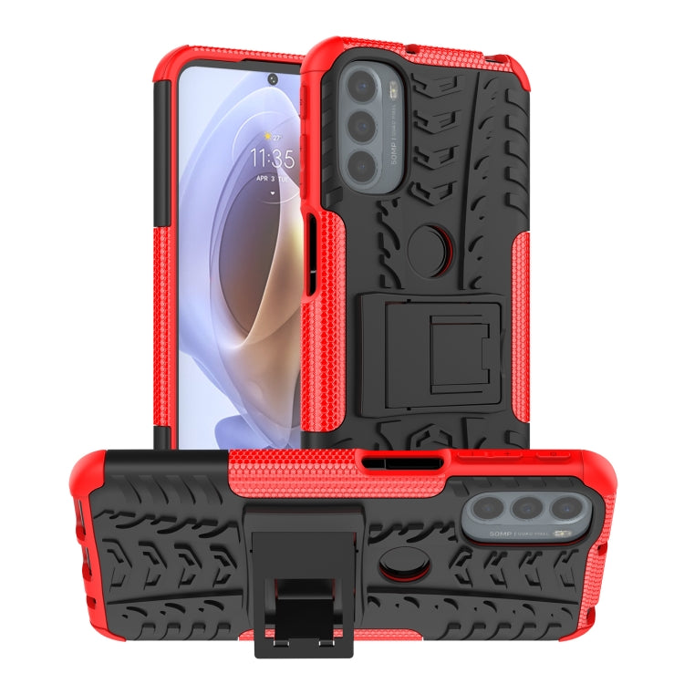For Motorola Moto G31 / G41 Tire Texture TPU + PC Phone Case with Holder