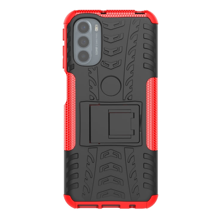 For Motorola Moto G31 / G41 Tire Texture TPU + PC Phone Case with Holder