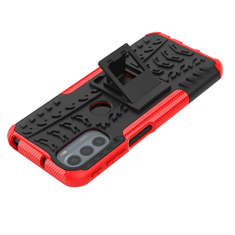 For Motorola Moto G31 / G41 Tire Texture TPU + PC Phone Case with Holder