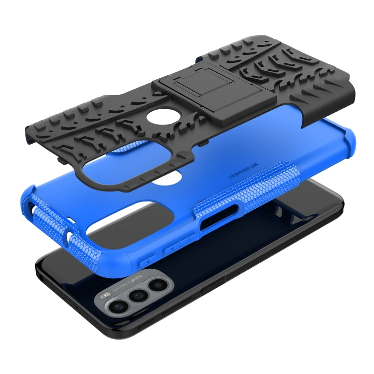 For Motorola Moto G31 / G41 Tire Texture TPU + PC Phone Case with Holder