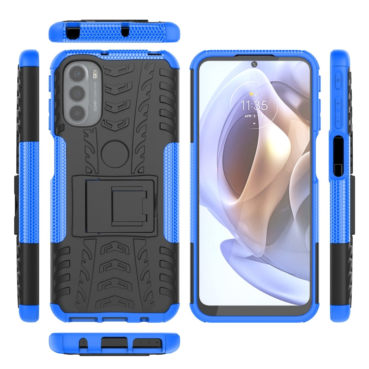 For Motorola Moto G31 / G41 Tire Texture TPU + PC Phone Case with Holder