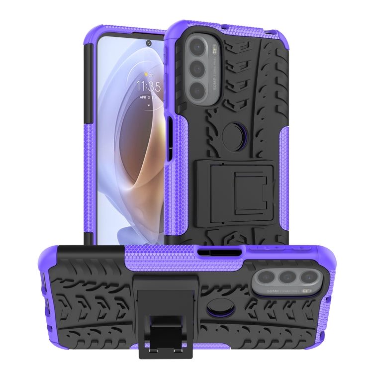 For Motorola Moto G31 / G41 Tire Texture TPU + PC Phone Case with Holder