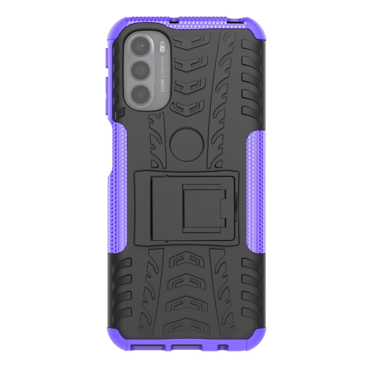 For Motorola Moto G31 / G41 Tire Texture TPU + PC Phone Case with Holder