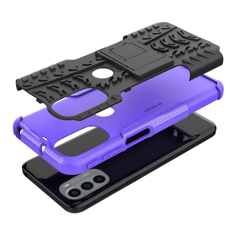 For Motorola Moto G31 / G41 Tire Texture TPU + PC Phone Case with Holder