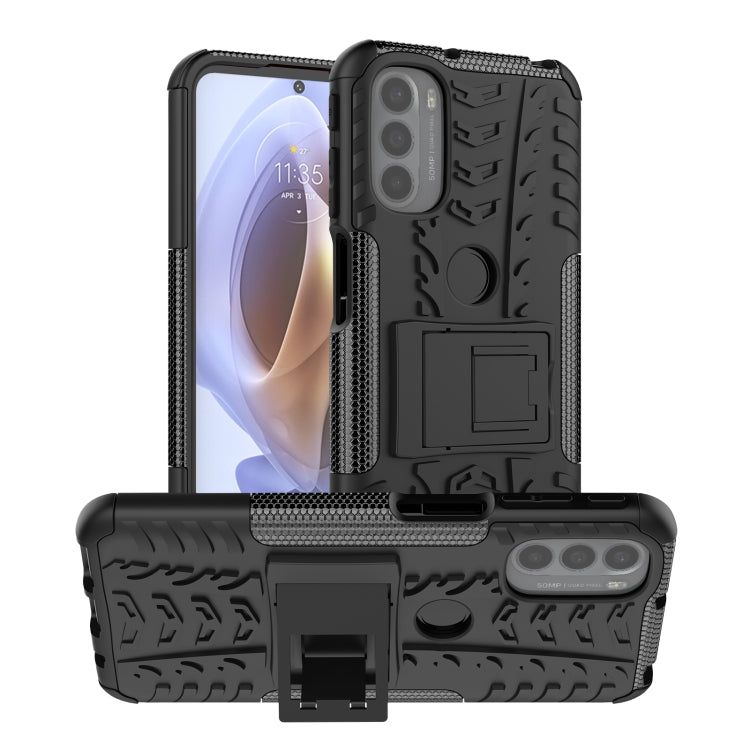 For Motorola Moto G31 / G41 Tire Texture TPU + PC Phone Case with Holder