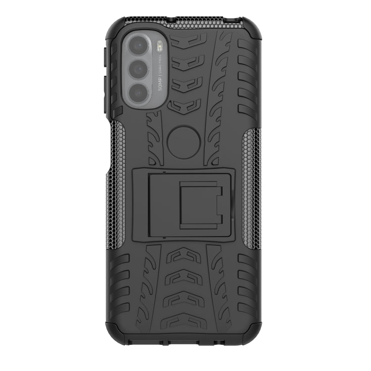 For Motorola Moto G31 / G41 Tire Texture TPU + PC Phone Case with Holder