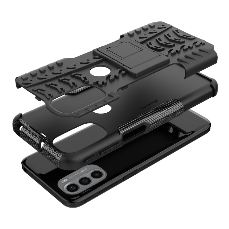 For Motorola Moto G31 / G41 Tire Texture TPU + PC Phone Case with Holder
