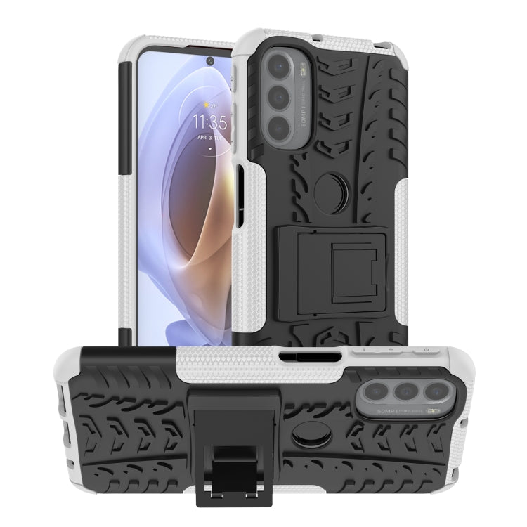 For Motorola Moto G31 / G41 Tire Texture TPU + PC Phone Case with Holder