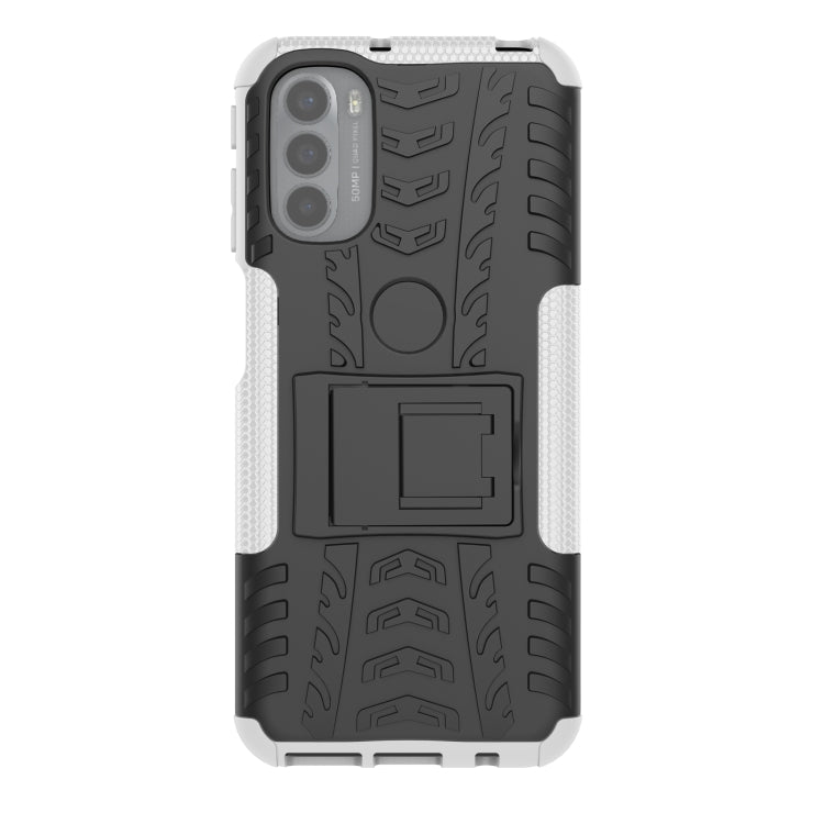 For Motorola Moto G31 / G41 Tire Texture TPU + PC Phone Case with Holder