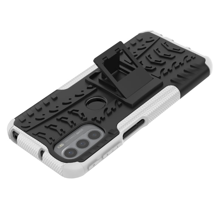 For Motorola Moto G31 / G41 Tire Texture TPU + PC Phone Case with Holder
