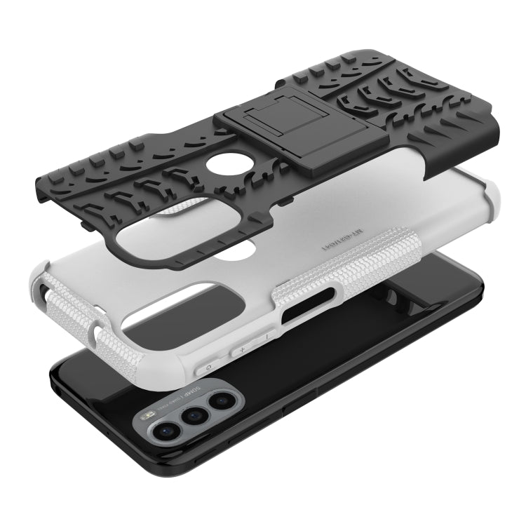 For Motorola Moto G31 / G41 Tire Texture TPU + PC Phone Case with Holder