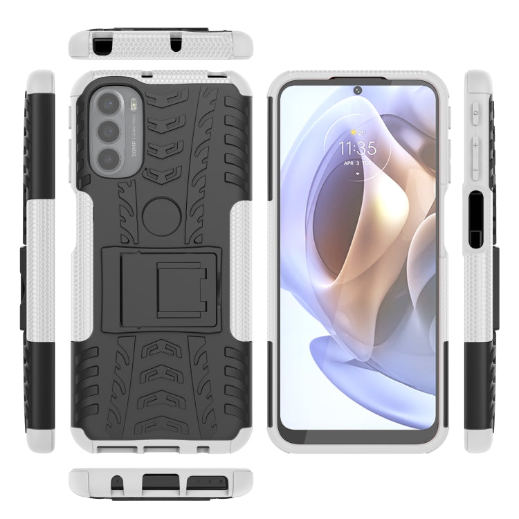 For Motorola Moto G31 / G41 Tire Texture TPU + PC Phone Case with Holder