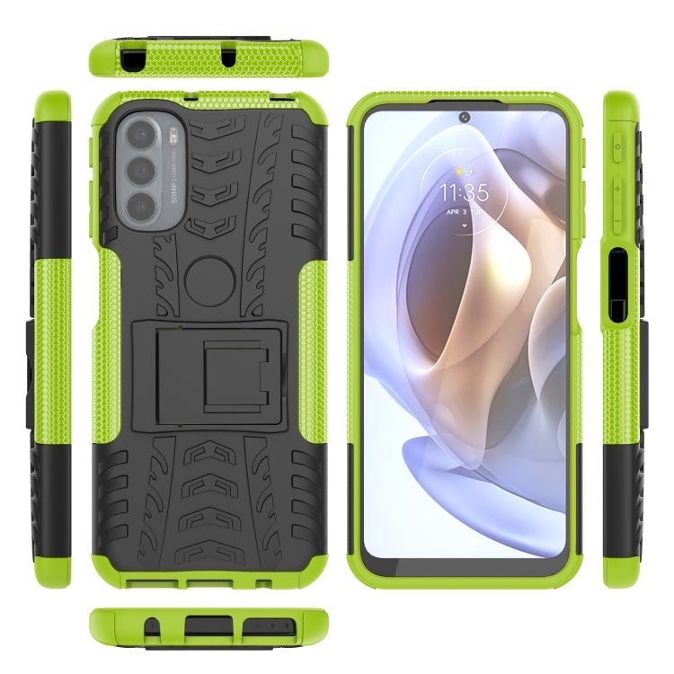 For Motorola Moto G31 / G41 Tire Texture TPU + PC Phone Case with Holder