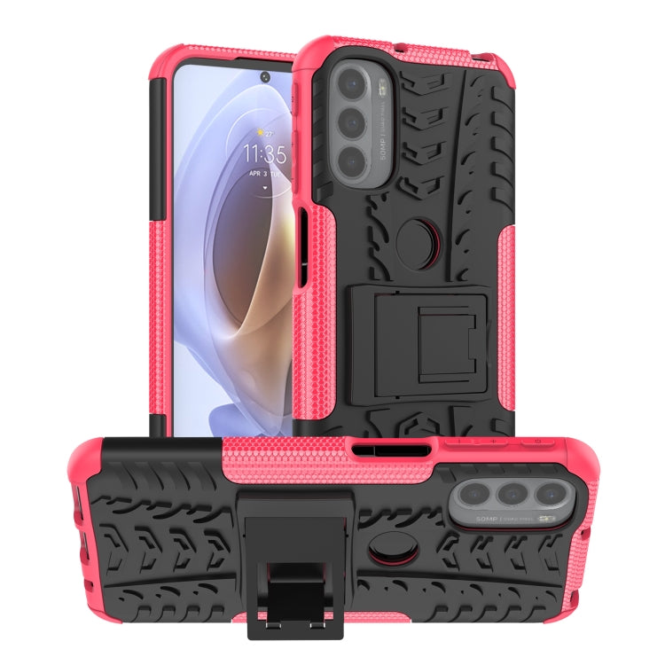 For Motorola Moto G31 / G41 Tire Texture TPU + PC Phone Case with Holder