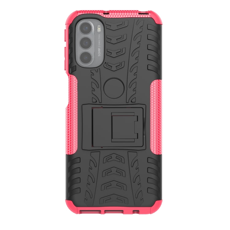 For Motorola Moto G31 / G41 Tire Texture TPU + PC Phone Case with Holder