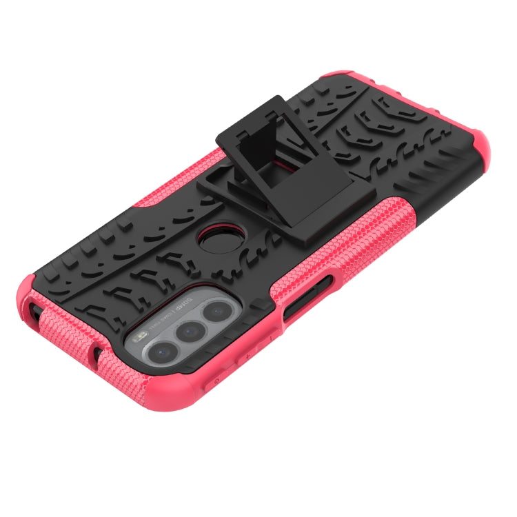 For Motorola Moto G31 / G41 Tire Texture TPU + PC Phone Case with Holder