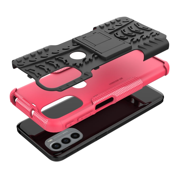 For Motorola Moto G31 / G41 Tire Texture TPU + PC Phone Case with Holder