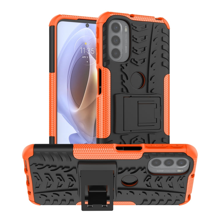 For Motorola Moto G31 / G41 Tire Texture TPU + PC Phone Case with Holder