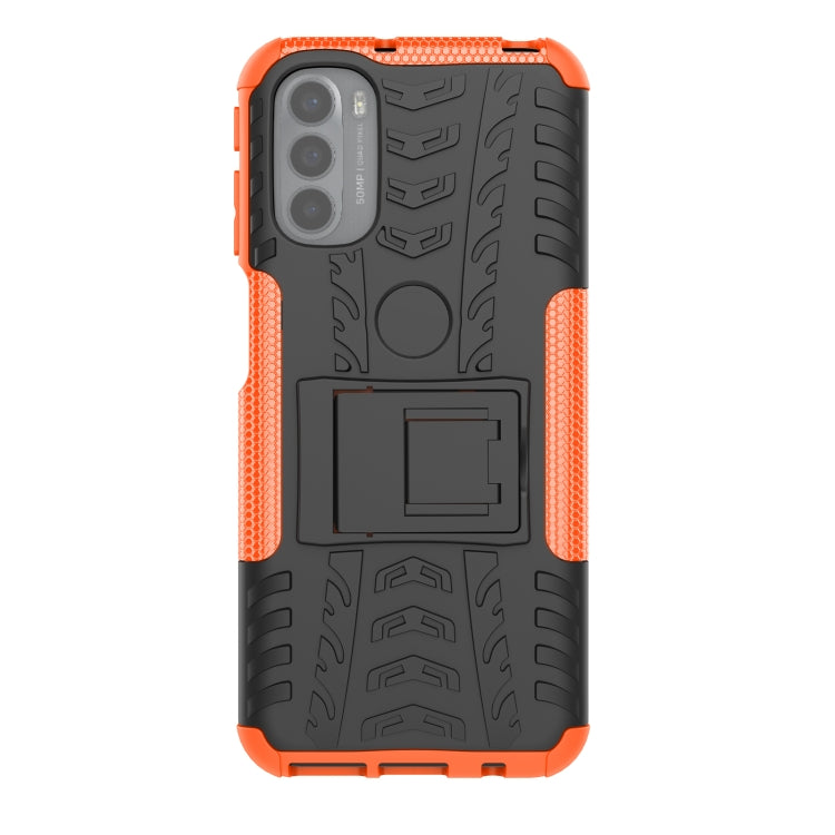 For Motorola Moto G31 / G41 Tire Texture TPU + PC Phone Case with Holder