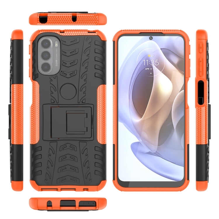 For Motorola Moto G31 / G41 Tire Texture TPU + PC Phone Case with Holder