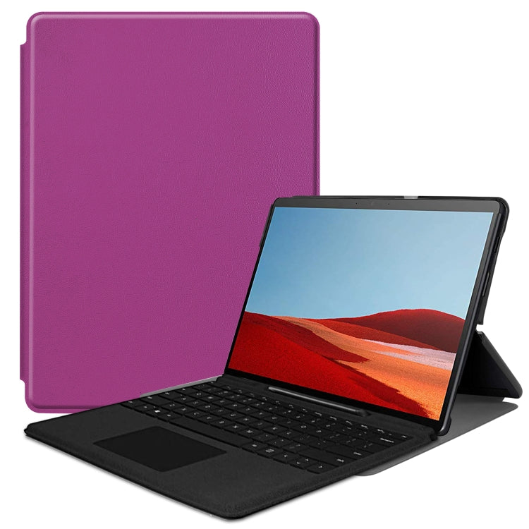 For Microsoft Surface Pro X Custer Texture Horizontal Flip PU Leather Case, with Holder