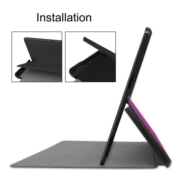 For Microsoft Surface Pro X Custer Texture Horizontal Flip PU Leather Case, with Holder