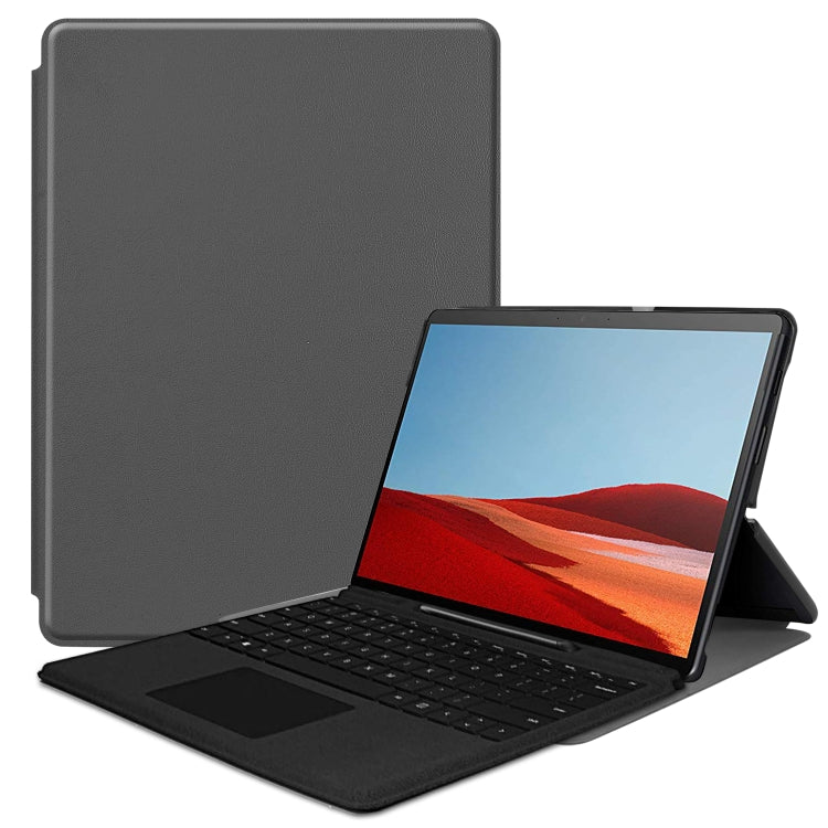 For Microsoft Surface Pro X Custer Texture Horizontal Flip PU Leather Case, with Holder