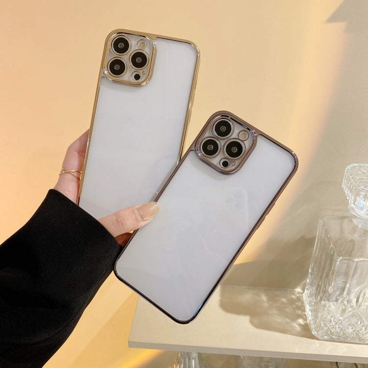 For iPhone 13 Electroplated Transparent Glass Phone Case