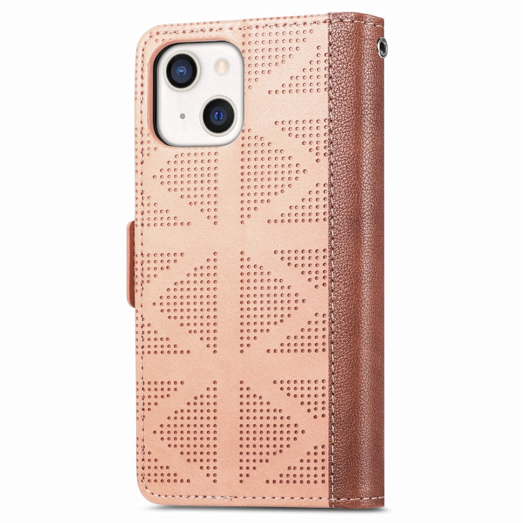 For iPhone 13 mini Grid Leather Flip Phone Case