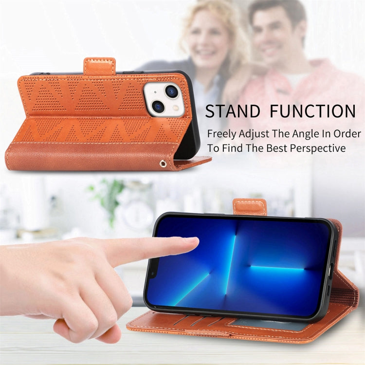 For iPhone 13 Grid Leather Flip Phone Case