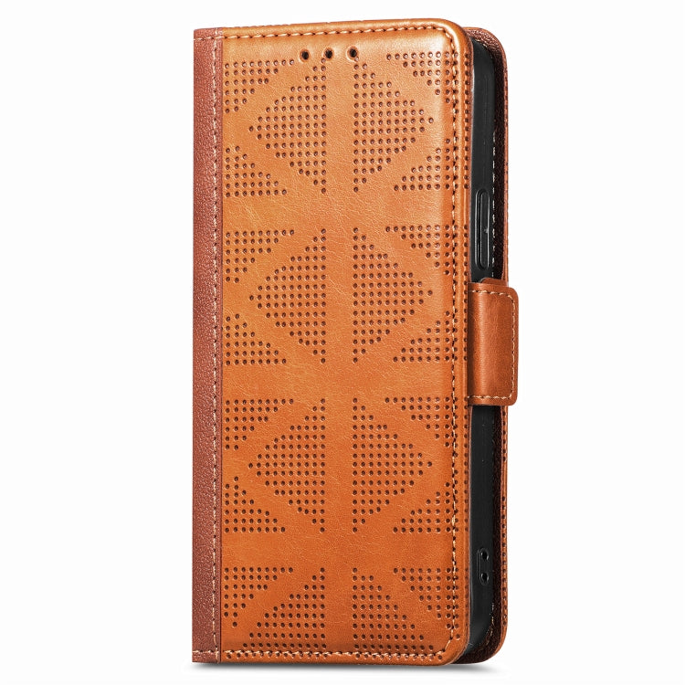 For iPhone 13 Pro Max Grid Leather Flip Phone Case