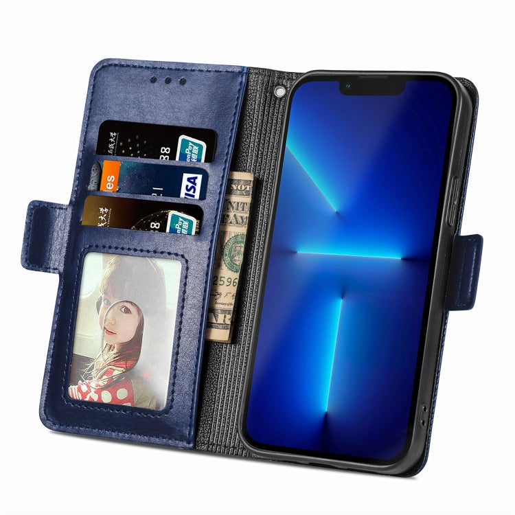 For iPhone 12 Pro Max Grid Leather Flip Phone Case