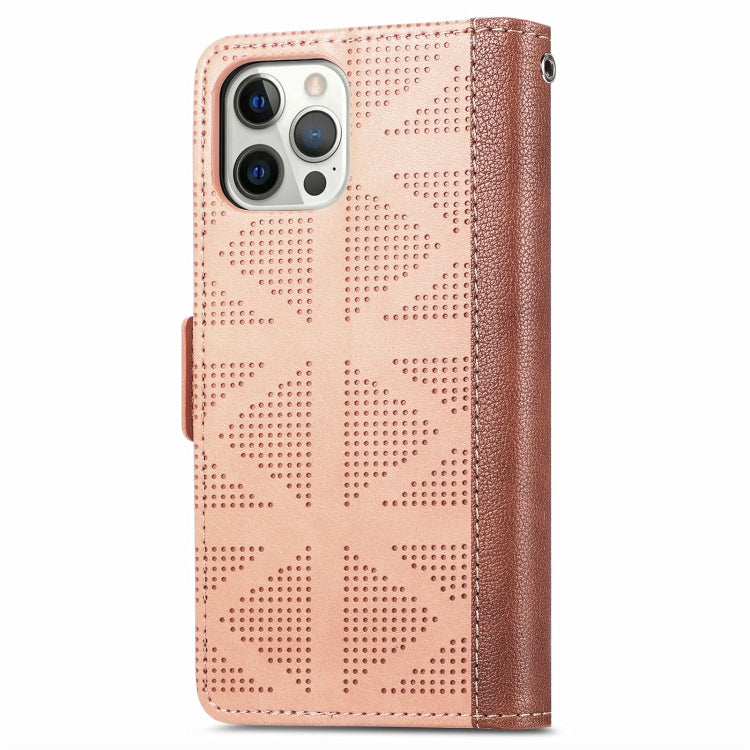 For iPhone 12 Pro Max Grid Leather Flip Phone Case