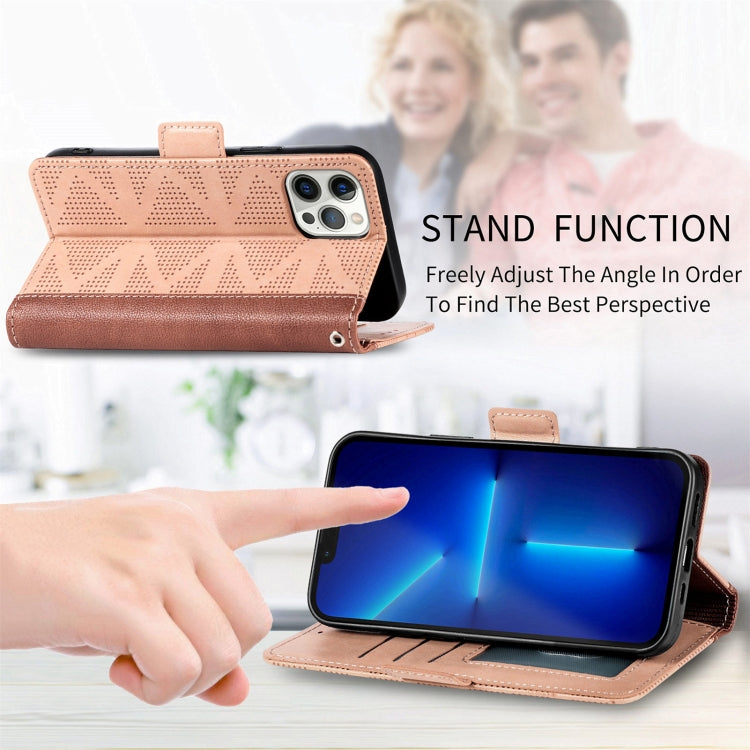 For iPhone 12 Pro Max Grid Leather Flip Phone Case