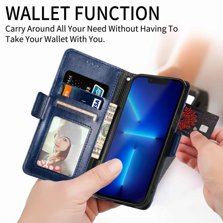 For iPhone 11 Pro Max Grid Leather Flip Phone Case