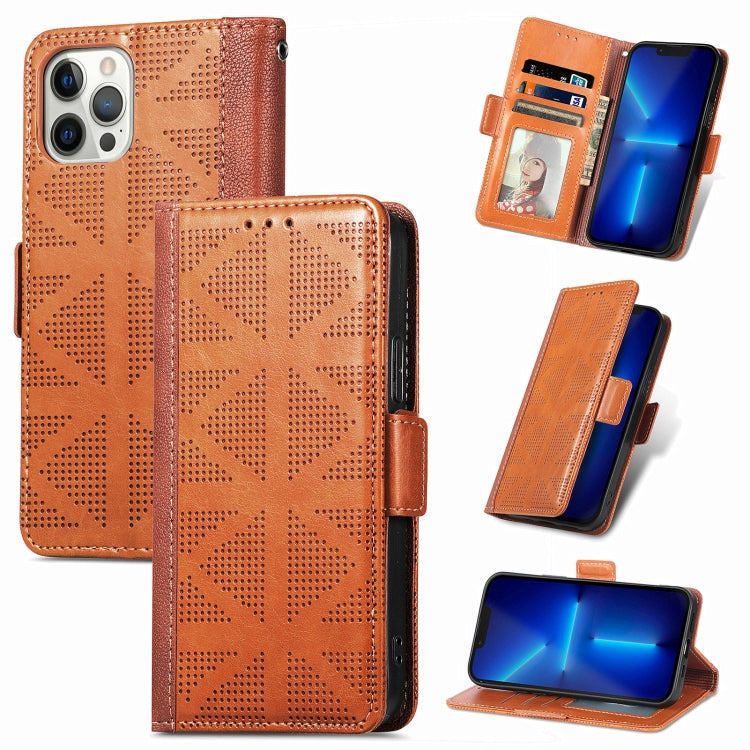 For iPhone 11 Pro Max Grid Leather Flip Phone Case