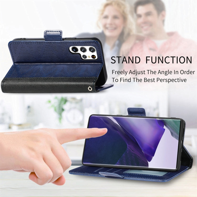 For Samsung Galaxy S22 Ultra 5G Grid Leather Flip Phone Case