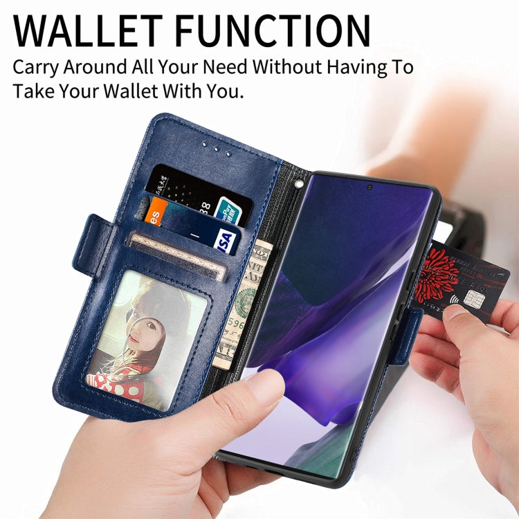 For Samsung Galaxy S22 Ultra 5G Grid Leather Flip Phone Case