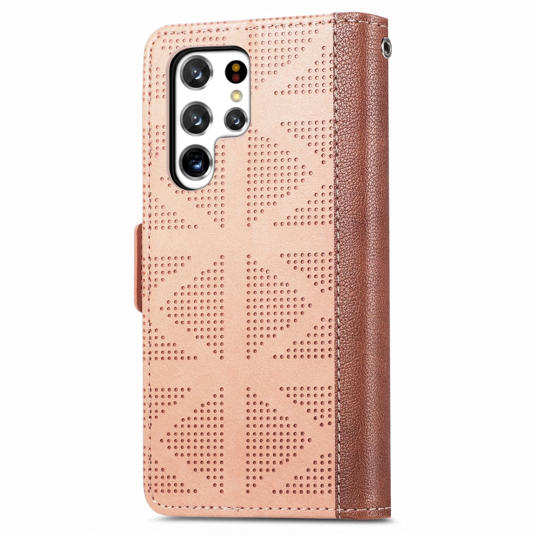 For Samsung Galaxy S22 Ultra 5G Grid Leather Flip Phone Case