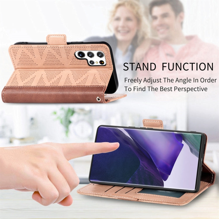 For Samsung Galaxy S22 Ultra 5G Grid Leather Flip Phone Case
