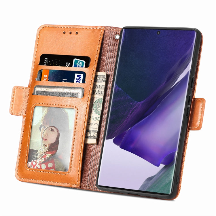 For Samsung Galaxy S22 Ultra 5G Grid Leather Flip Phone Case