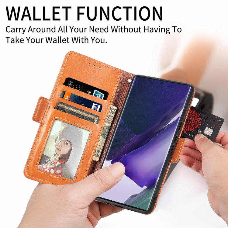For Samsung Galaxy S22 Ultra 5G Grid Leather Flip Phone Case