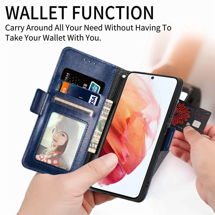 For Samsung Galaxy S21 FE 5G Grid Leather Flip Phone Case