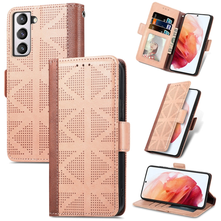 For Samsung Galaxy S21 FE 5G Grid Leather Flip Phone Case