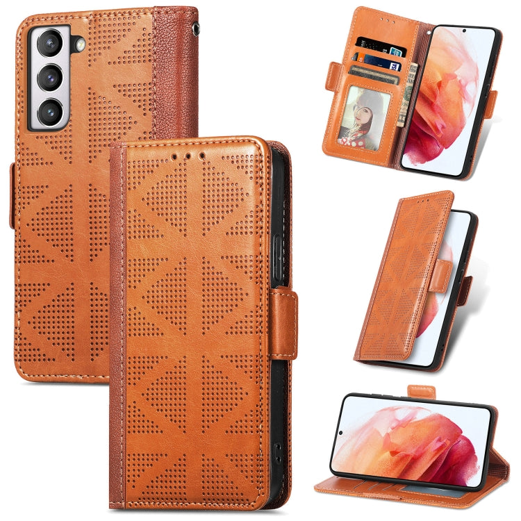 For Samsung Galaxy S21 FE 5G Grid Leather Flip Phone Case