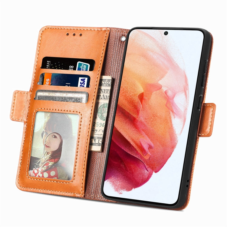 For Samsung Galaxy S21 FE 5G Grid Leather Flip Phone Case