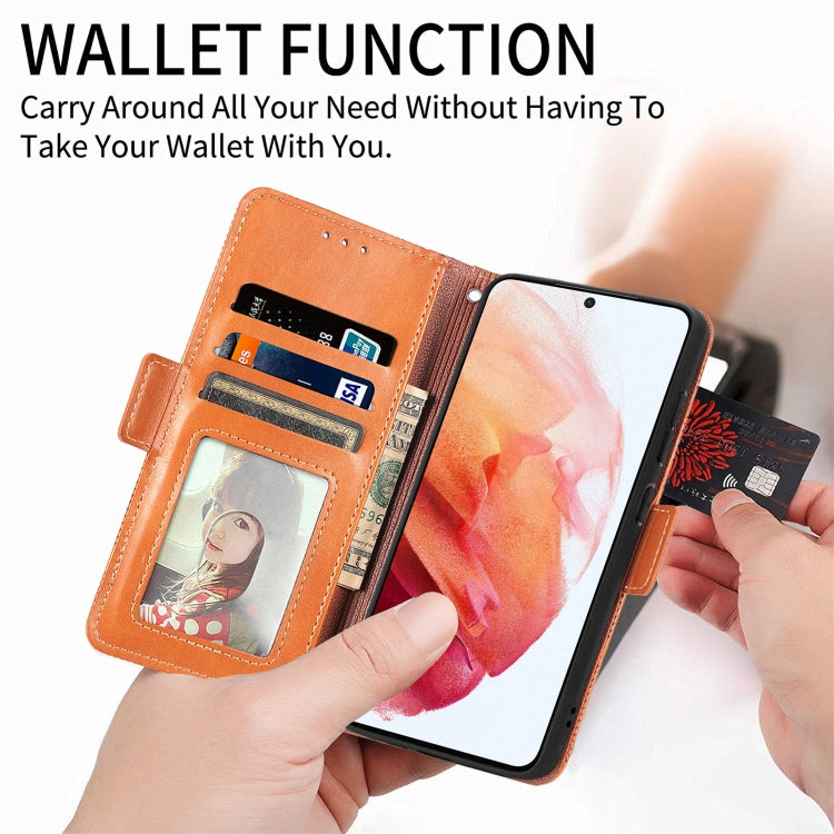 For Samsung Galaxy S21 FE 5G Grid Leather Flip Phone Case