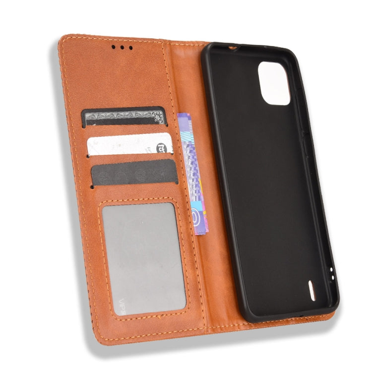 For Wiko Y82 Magnetic Buckle Retro Crazy Horse Leather Phone Case