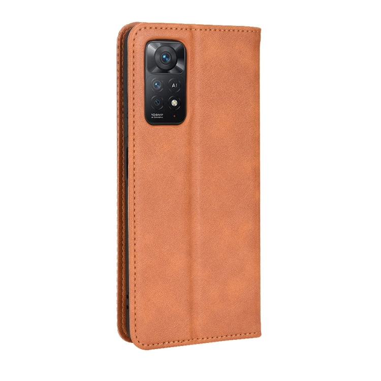 For Xiaomi Redmi Note 11 Pro 4G / 5G Overseas Version Magnetic Buckle Retro Crazy Horse Leather Phone Case