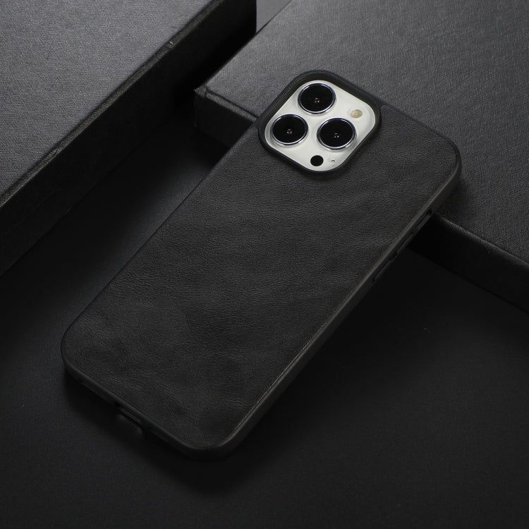 For iPhone 13 Pro Max Cowhide Texture PU Phone Case